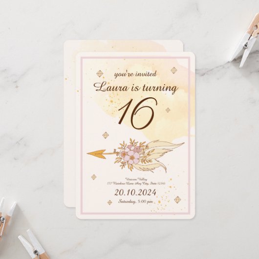 Sweet 16 Wild One Dreamcatcher Tribal Boho Einladung (Vorderseite/Rückseite Beispiel)