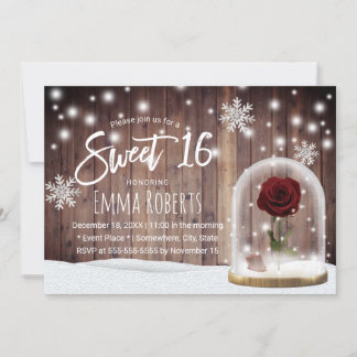 Sweet 16 Winter Beauty Rose Dome Rustikales Barnho Einladung