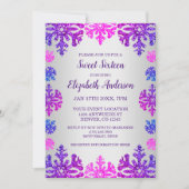 Sweet 16 Winter Snowflake Birthday Einladung (Vorderseite)