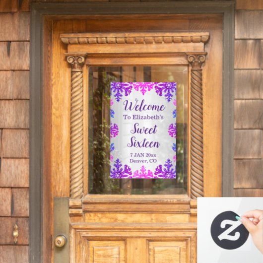 Sweet 16 Winter Snowflake Geburtstag Fensteraufkleber (Haustür)