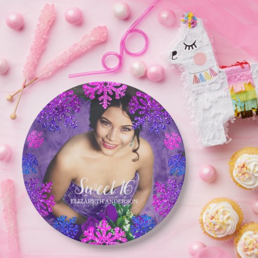 Sweet 16 Winter Snowflake Geburtstag Pappteller (Party)
