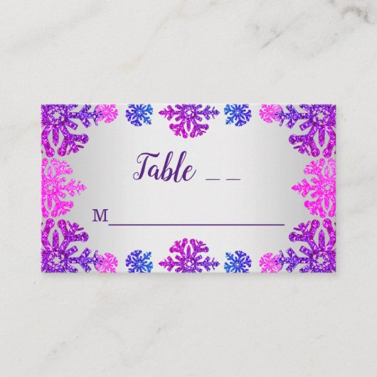 Sweet 16 Winter Snowflake Geburtstag Platzkarte (Vorderseite)