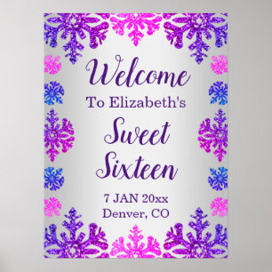 Sweet 16 Winter Snowflake Geburtstag Poster