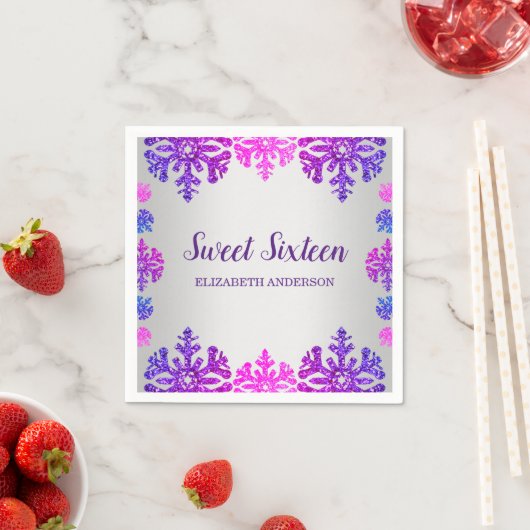 Sweet 16 Winter Snowflake Geburtstag Serviette (Beispiel)