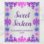 Sweet 16 Winter Snowflake Geburtstag Weinetikett (Einzelnes Label)