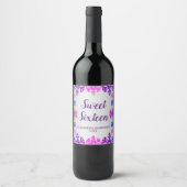 Sweet 16 Winter Snowflake Geburtstag Weinetikett (Vorderseite)