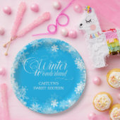 Sweet 16 Winter Wonderland Snowflake Blau Pappteller (Party)