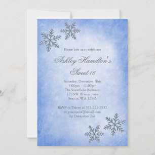 Sweet 16 Winter Wonderland Sparkle Schneeflocken B Einladung