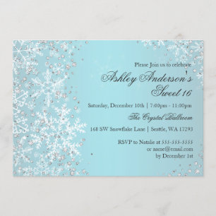Sweet 16 Winter Wonderland Sparkle Schneeflocken Einladung