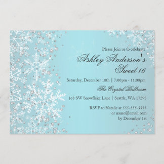 Sweet 16 Winter Wonderland Sparkle Schneeflocken Einladung
