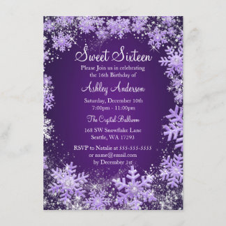 Sweet 16 Winter Wonderland Sparkle Schneeflocken Einladung