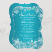 Sweet 16 Winter Wonderland Sparkle Schneeflocken Einladung (Vorne/Hinten)
