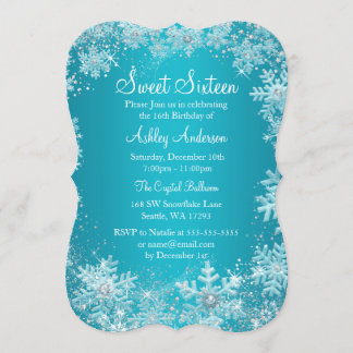 Sweet 16 Winter Wonderland Sparkle Schneeflocken Einladung