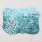 Sweet 16 Winter Wonderland Sparkle Schneeflocken Einladung (Vorne/Hinten)