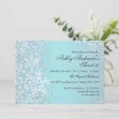 Sweet 16 Winter Wonderland Sparkle Schneeflocken Einladung (Stehend Vorderseite)