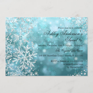 Sweet 16 Winter Wonderland Sparkle Schneeflocken Einladung