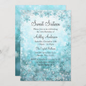 Sweet 16 Winter Wonderland Sparkle Schneeflocken Einladung (Vorne/Hinten)