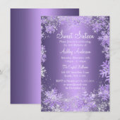 Sweet 16 Winter Wonderland Sparkle Schneeflocken Einladung (Vorne/Hinten)