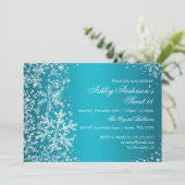Sweet 16 Winter Wonderland Sparkle Schneeflocken Einladung (Stehend Vorderseite)