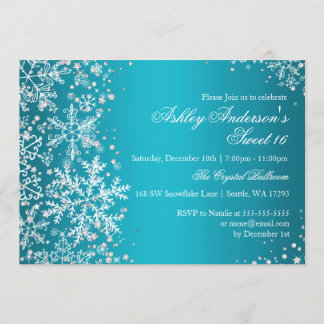 Sweet 16 Winter Wonderland Sparkle Schneeflocken Einladung