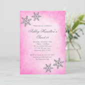 Sweet 16 Winter Wonderland Sparkle Schneeflocken R Einladung (Stehend Vorderseite)