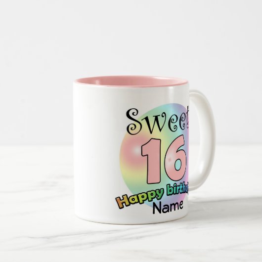 Sweet 16 (with name) zweifarbige tasse (VorderseiteRechts)