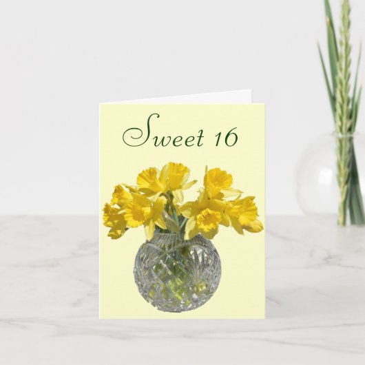 Sweet 16 Yellow Daffodil Bouquet Einladung (Vorderseite)