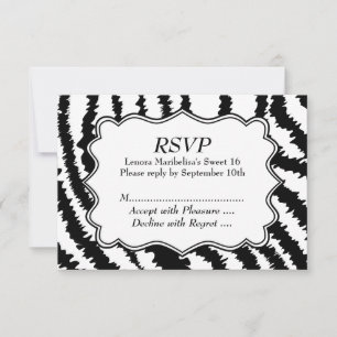 Sweet 16 Zebra Print Pattern RSVP Karte
