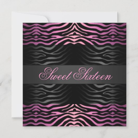 Sweet 16 Zebra Print Pink Birthday Einladung (Vorderseite)