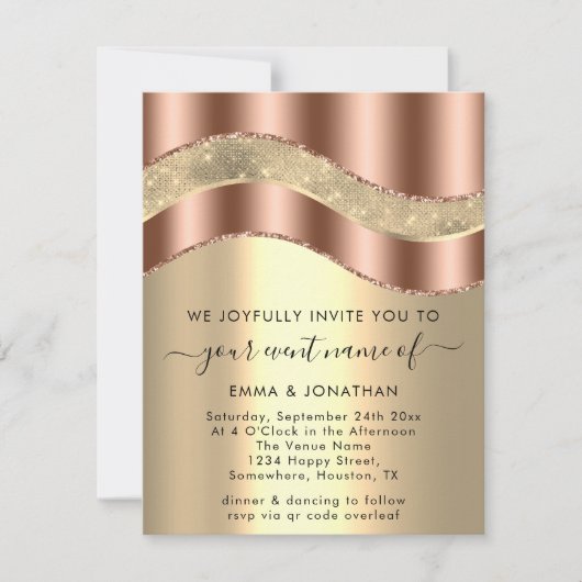 Sweet 16t Brautparty QR Code Rose Kupfer Gold (Vorderseite)