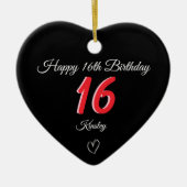 sweet 16th Birthday Black Shadow Monogram Keramik Ornament (Vorne)