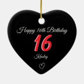 sweet 16th Birthday Black Shadow Monogram Keramik Ornament (Hinten)