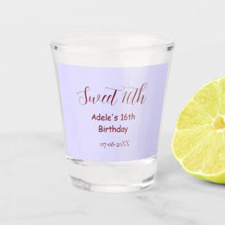 Sweet 16th birthday purple pastel mauve retro name schnapsglas