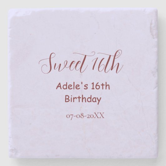 Sweet 16th birthday purple pastel mauve retro name steinuntersetzer (Vorderseite)