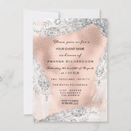 Sweet 16th Bridal Diamond Dress Gray Silver Rose Einladung