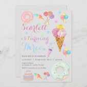 Sweet 3. Geburtstag Einladung (Vorne/Hinten)