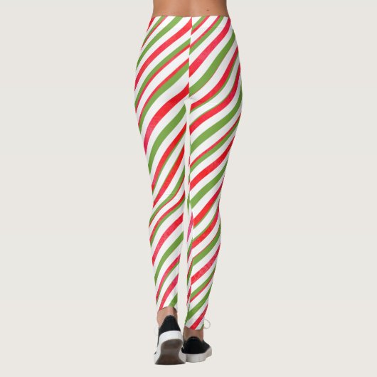 Sweet, aber geflechtet, rot und grün Candy Cane ge Leggings (Rückseite)