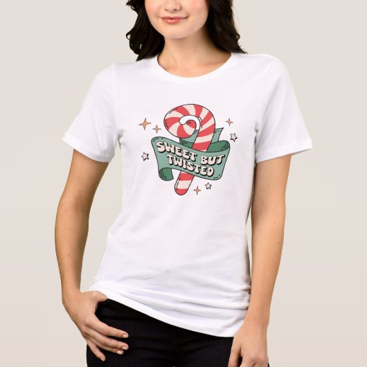 Sweet aber gefleckt Retro Candy Cane Weihnachten Tri-Blend Shirt (Vorderseite)