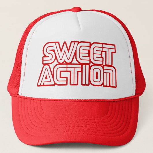 Sweet Action Uni Retro 80er Spaß Truckerkappe (Vorderseite)