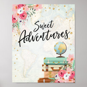 Sweet Adventures signalisiert Reisedusche Dessertt Poster