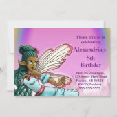 Sweet African American Fairy Birthday Party Einladung (Vorderseite)