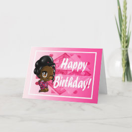 Sweet African American Girl Birthday Karte