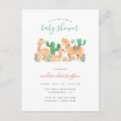 Sweet Alpaca Llama Cactus Boho Baby Shower Einladungspostkarte (Vorderseite)