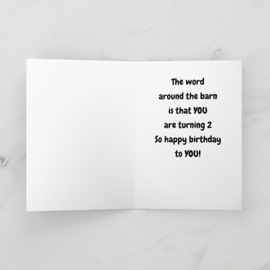 SWEET ALPACA SAYS *HAPPY 2. BIRTHDAY" Card Karte (Innenseite)