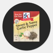 Sweet & Sy Garlic Pepper Condiment Spice Group Runder Aufkleber (Vorderseite)
