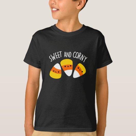 Sweet and Corny Funny Mais Kernels Pun Dark BG T-Shirt (Vorderseite)