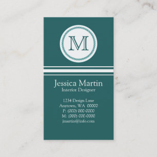 Sweet and Delicate Monogram Business Card, Aquamar Visitenkarte