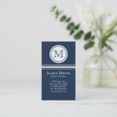 Sweet and Delicate Monogram Business Card, Blue Visitenkarte (Stehend Vorderseite)