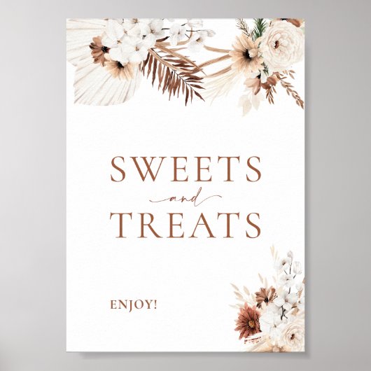 Sweet and Leckereien Boho Pampas Wedding Sign Poster (Vorne)