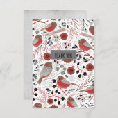 Sweet and Niedlich Chickadees Red and Gray Dankeskarte (Vorne/Hinten)